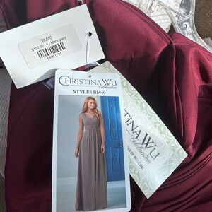 Christina Wu Deep Burgundy Maxi Dress